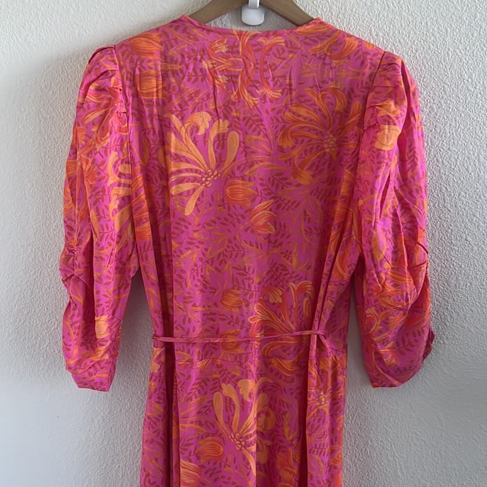 Jen's Pirate Booty Garden Party Row Maxi Wrap Dress Pink Orange Small - Picture 12 of 14